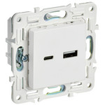 Розетка USB двойная IEK SKANDY A+C 18Вт арктический белый, IEK
