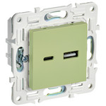 Розетка двойная USB IEK SKANDY A+C 3,1А мятный, IEK
