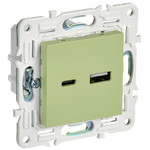 Розетка двойная USB IEK SKANDY A+C 18Вт мятный, IEK