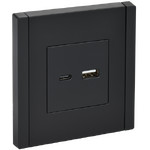 Розетка USB двойная IEK FORTE&PIANO A+C 18Вт черный, IEK