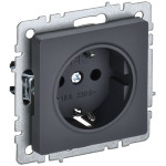 Розетка с заземлением со шторками IEK Brite, 16A/250В, графит, IEK
