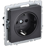 Розетка с заземлением со шторками IEK Brite, 16A/250В, черный, IEK