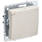 Розетка с заземлением со шторками и крышкой IEK Brite IP44, 16A/250В, бежевый, IEK