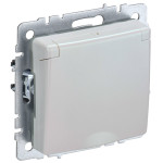 Розетка с заземлением со шторками и крышкой IEK Brite IP44, 16A/250В, жемчужный, IEK