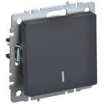 Выключатель 1-клавишный с подсветкой IEK Brite, 10A/250В, графит, IEK