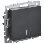 Выключатель 1-клавишный с подсветкой IEK Brite, 10A/250В, черный, IEK