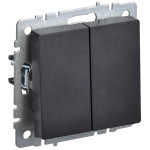 Выключатель 2-клавишный IEK Brite, 10A/250В, черный, IEK