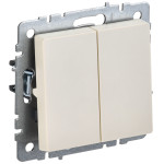 Выключатель 2-клавишный проходной IEK Brite, 10A/250В, бежевый, IEK