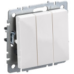 Выключатель трехклавишный IEK Brite, 10A/250В, белый, IEK