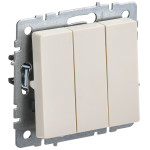 Выключатель трехклавишный IEK Brite, 10A/250В, бежевый, IEK