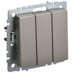 Выключатель трехклавишный IEK Brite, 10A/250В, шампань, IEK