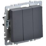 Выключатель трехклавишный IEK Brite, 10A/250В, графит, IEK
