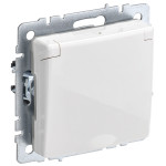 Розетка с заземлением со шторками и крышкой IEK Brite IP20, 16A/250В, белый, IEK