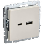 Розетка USB двойная IEK Brite A+C 18Вт бежевый, IEK