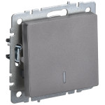 Выключатель 1-клавишный проходной с подсветкой IEK Brite 10А сталь, IEK