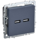 Розетка USB двойная IEK Brite A+A 5В 3,1А маренго, IEK