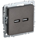 Розетка USB двойная IEK Brite A+A 5В 3,1А темная бронза, IEK