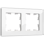 Рамка двойная IEK Brite Decor белый глянец стекло, IEK