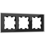 Рамка тройная IEK Brite Decor черный глянец стекло, IEK
