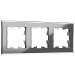 Рамка тройная IEK Brite Decor серый глянец стекло, IEK