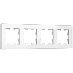 Рамка четверная IEK Brite Decor белый глянец стекло, IEK