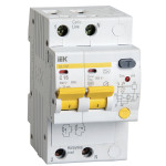 Дифавтомат IEK АД12М 2P 16А (C) 4.5 кА, 30 мА ( A ), IEK