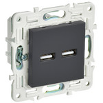 Розетка USB двойная IEK SKANDY A+A 5В 3,1А графит, IEK