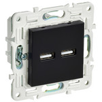 Розетка USB двойная IEK SKANDY A+A 5В 3,1А черный, IEK