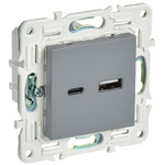 Розетка USB двойная IEK SKANDY A+C 18Вт серый, IEK