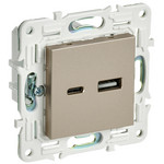 Розетка USB двойная IEK SKANDY A+C 3,1А шампань, IEK