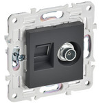 Розетка двойная TV+RJ45 кат.6E IEK SKANDY титан, IEK
