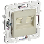 Розетка компьютерная двойная RJ45 кат.6  бежевый IEK SKANDY, IEK