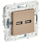 Розетка двойная USB IEK SKANDY A+A 3,1А песочный, IEK
