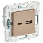 Розетка двойная USB IEK SKANDY A+C 3,1А песочный, IEK