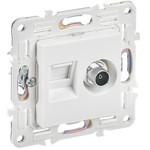 Розетка двойная TV+RJ45 кат.5E IEK SKANDY арктический белый, IEK